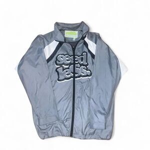Seedless Men's Grey and White Windbreaker Jacket SZ L
